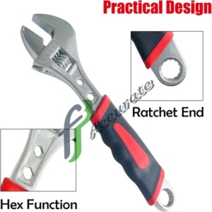 Laser-etched scales on wrench for easy, precise adjustment.