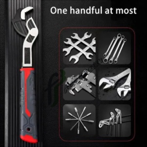 Self-locking wrench with ergonomic handle for comfort.