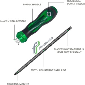 multi-functional screwdriver with telescopic feature for various applications.
