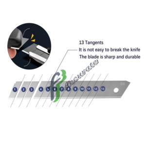 Sharp 9mm utility knife replacement blade for clean cuts.