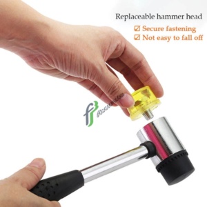Detachable head rubber mallet for tight space operation